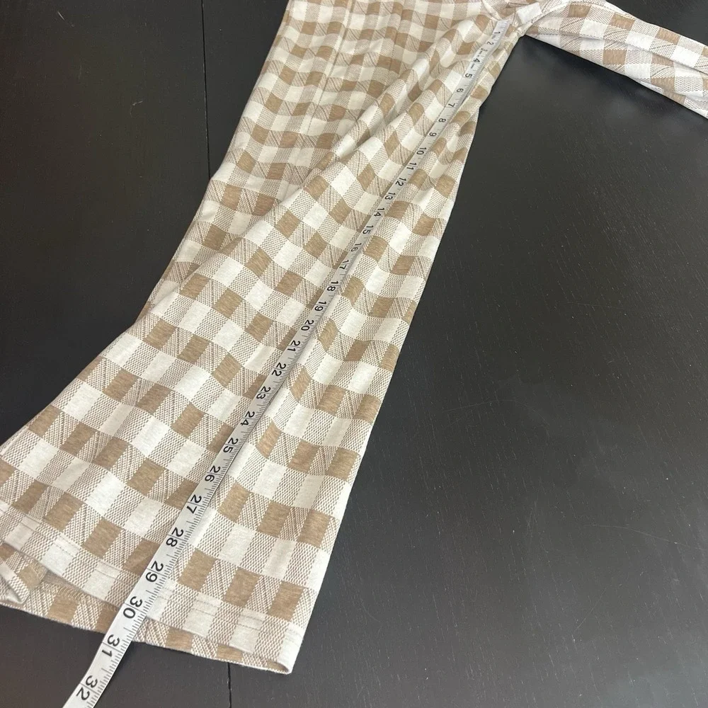 En Saison ANTHROPOLOGIE Mani Gingham Plaid Jumpsuit Size XS Beige Belted Pockets